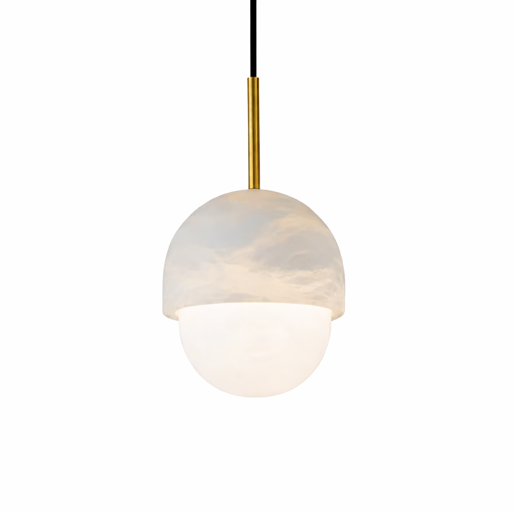 Suspension Boule Marbre Blanc